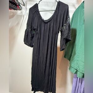 ⚡️French Atmosphere Black Dress XXL Boho Peasant Lace Sleeve Off Shoulder
